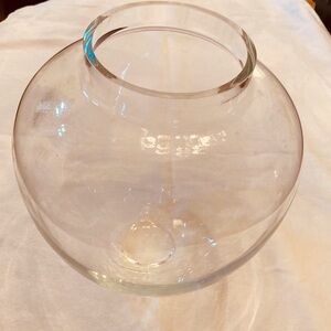 Vintage glass vase in shape of ancient amphora curved base curved top edges